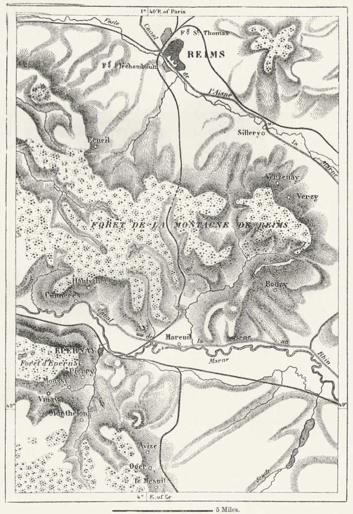 FRANCE. Reims & Epernay, sketch map c1885 old antique vintage plan chart